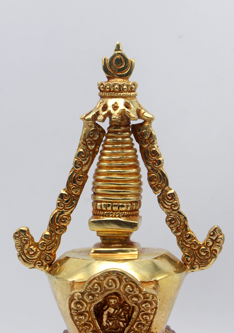 Partly Gold-Plated Stupa Chorten 8.5" H