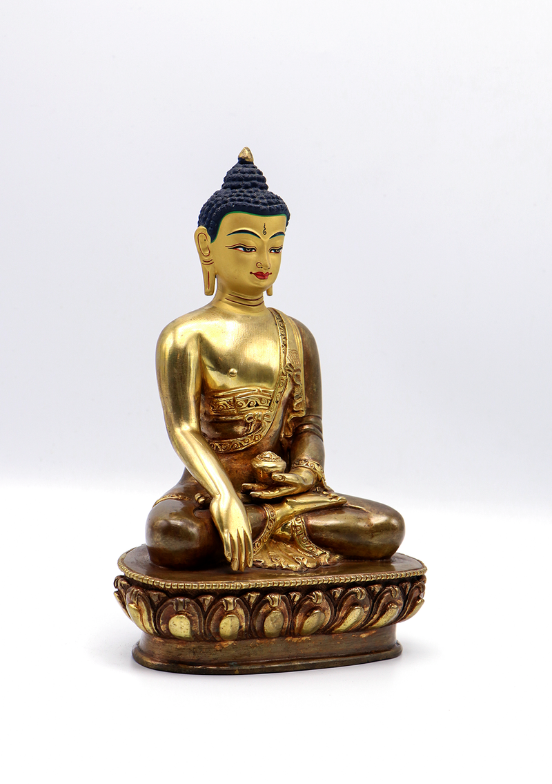 Partly Gold Plated Shakyamuni Buddha Statue 8"H