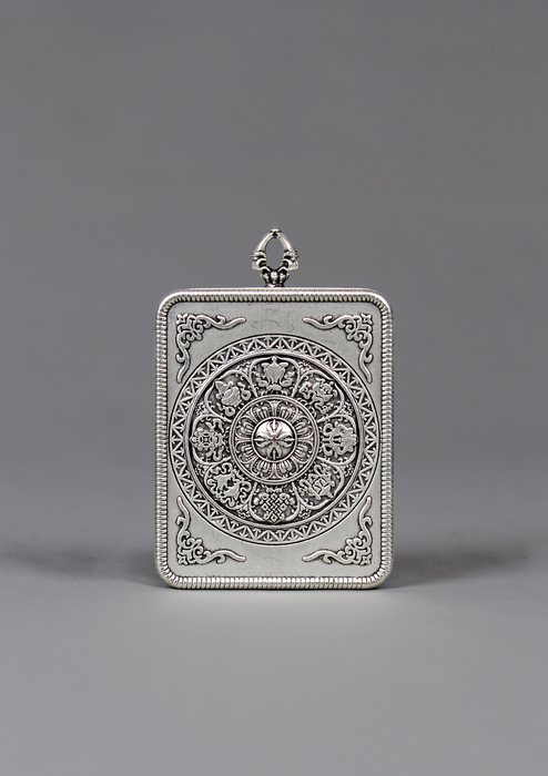 Shakyamuni Mini Thangka Amulet Pendant Silver