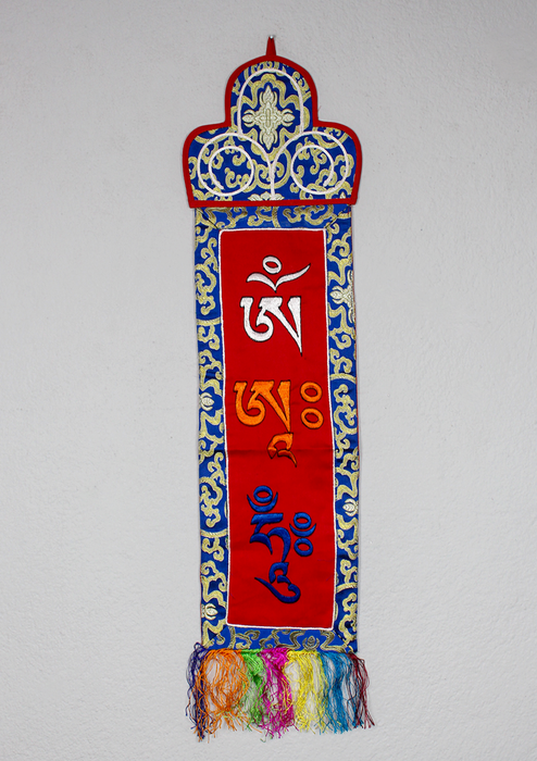 OM AH HUM  Tara Mantra Wall Hanging Brocade Banner