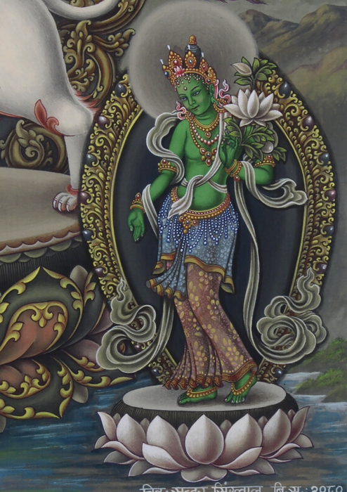 Simhanada Lokeshvara Newari Paurbha Print Signed by Sundar Sinkhwal