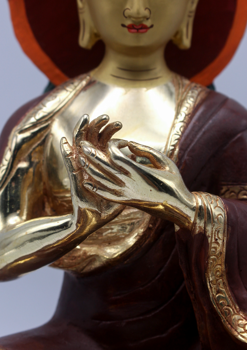 Partly Gold Plated Nagarjuna Buddha Statue 9.5"H