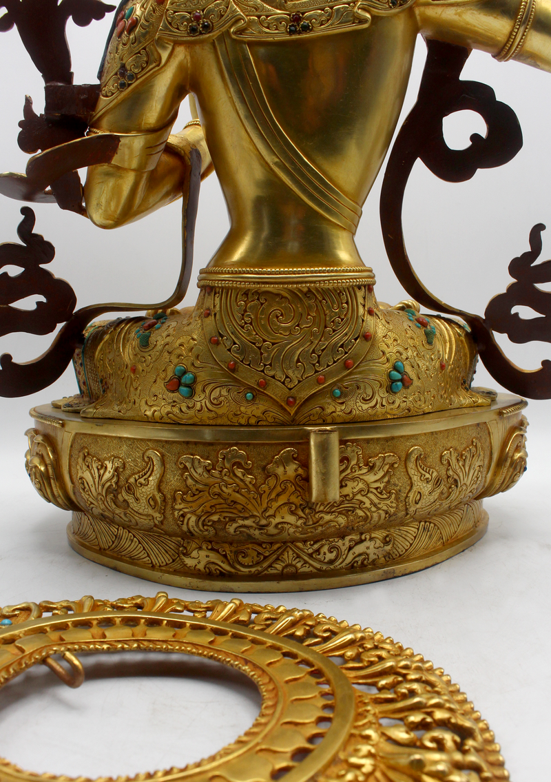 Masterarts 24 K Gold Plated TheManjushree Statue 21"H