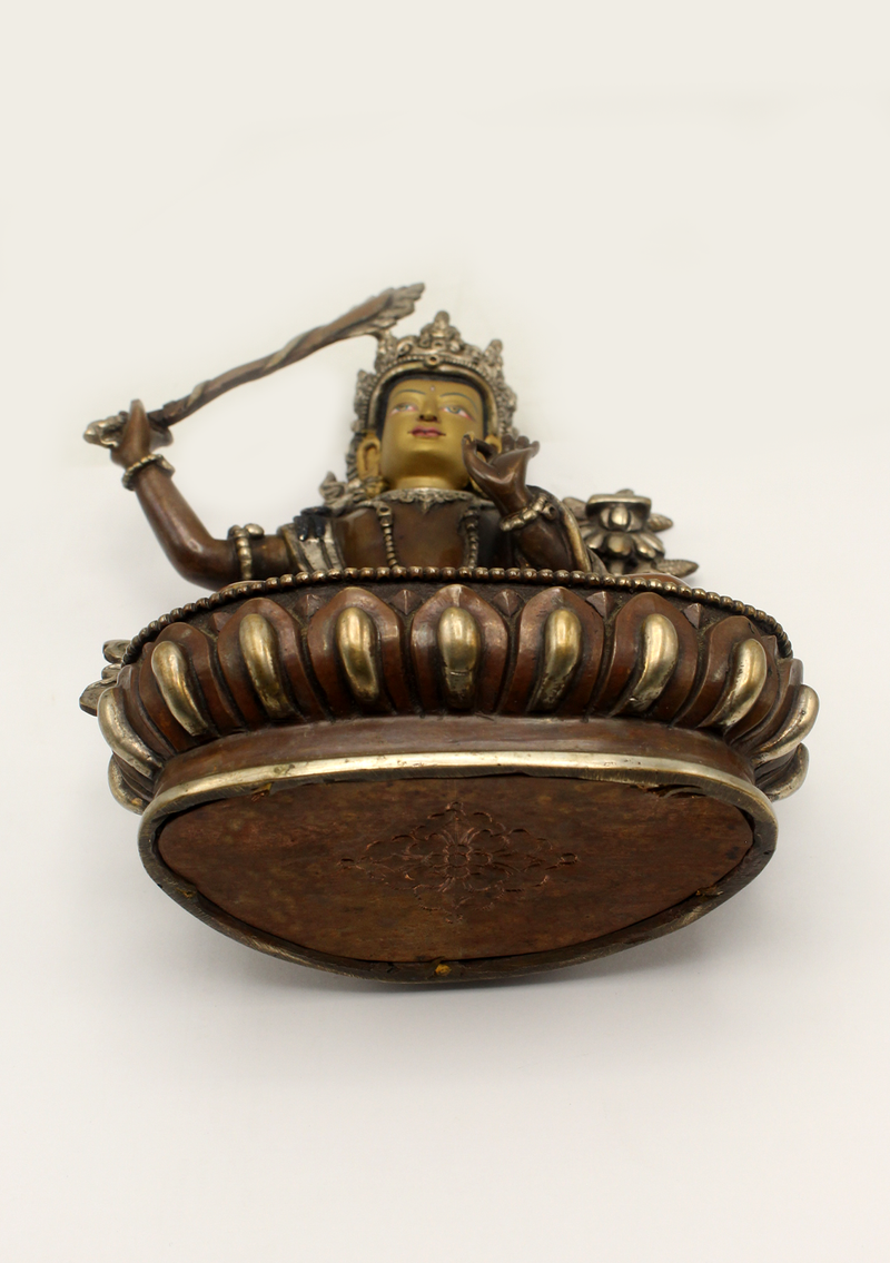 Copper Oxidized Manjushri God of Compassion Statue 7"H