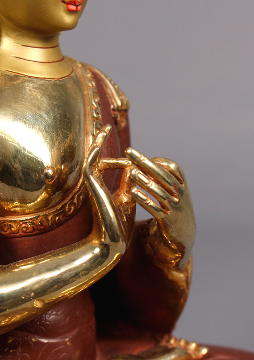 Partly Gold Plated Vairochana Statue 9" H
