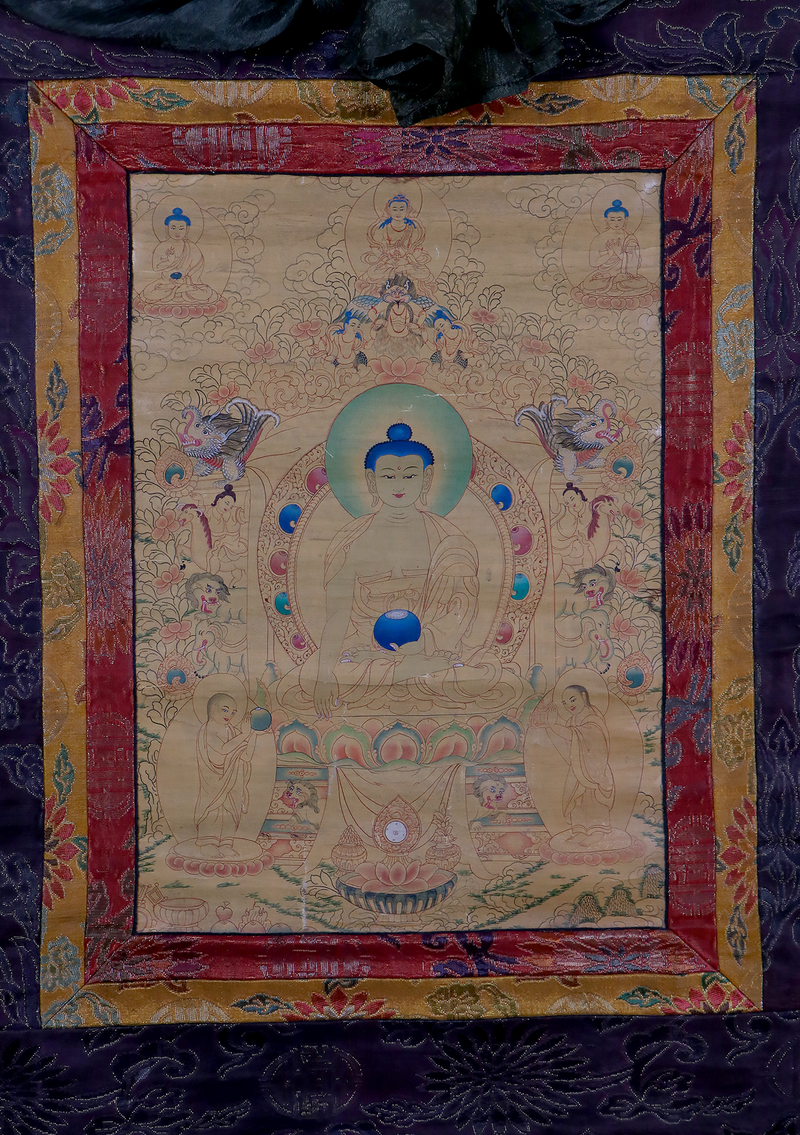 Shakyamuni 24K Gold  Brocade Thangka Painting