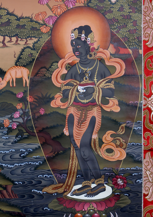 Rig Sung Gompo Brocade Thangka Painting
