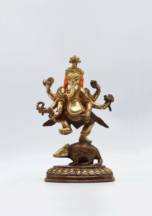 Partly Gold Plated Dancing Ganesha Statue 5.5" High SS-ST130