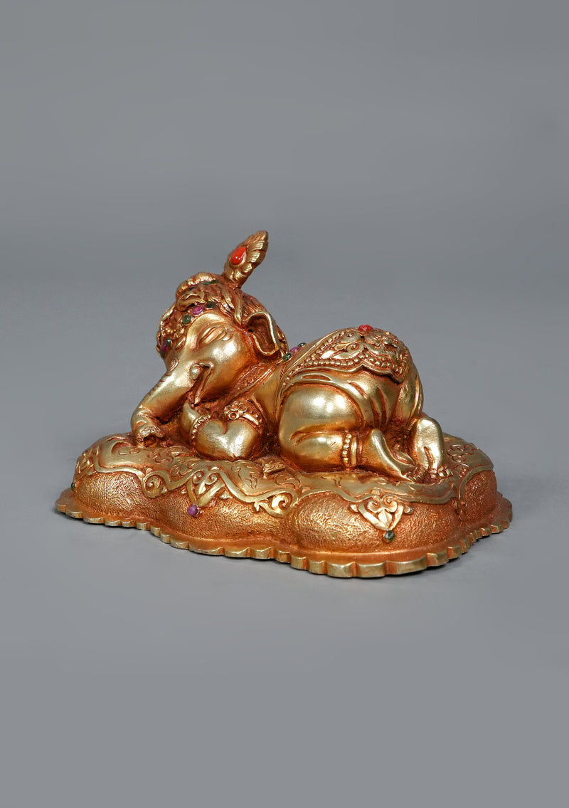 Handmade Copper  Gilded  Ganesh Idol for Home Décor & Spiritual Blessings