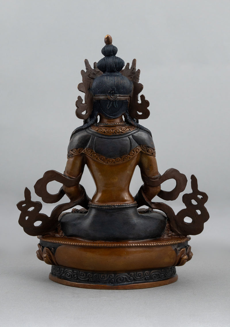 Oxidized Copper Aparmita Statue 8.5"H