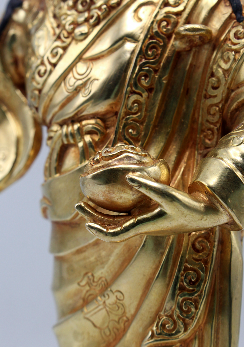 Fully Gold Plated Standing Guru Padmasambhava 11"H