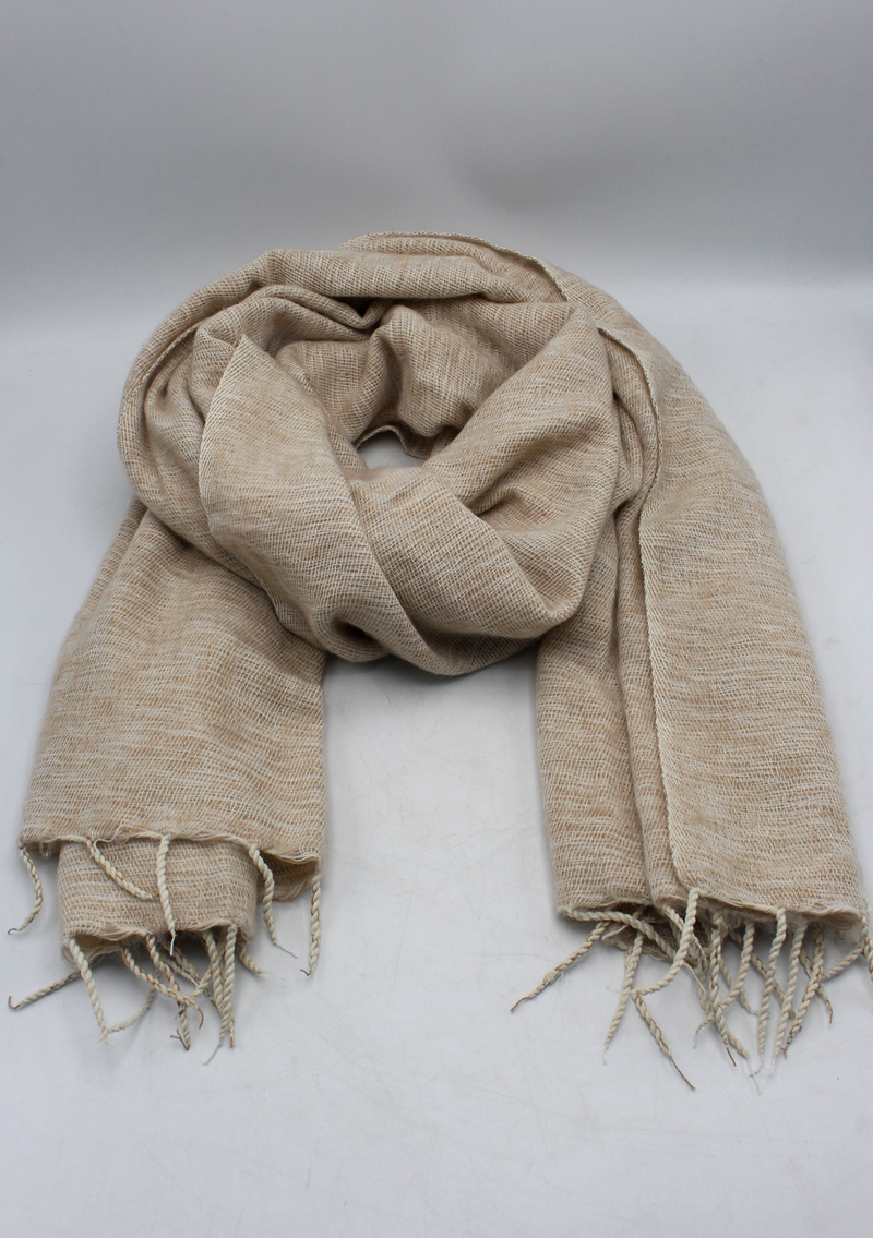 Camel White Yak Wool Shawl