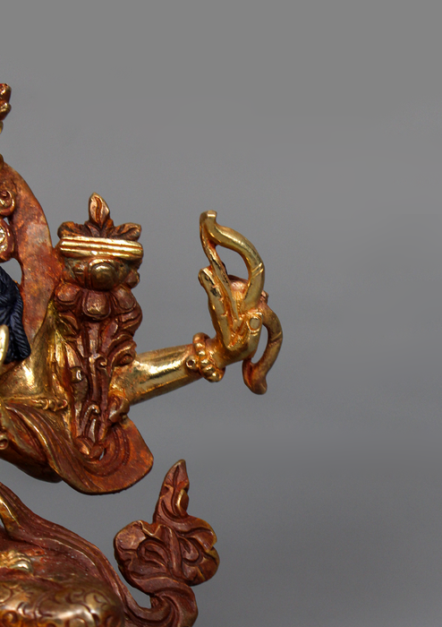 Partly Gold Plated Maha Manjushree Statue 6.25" H