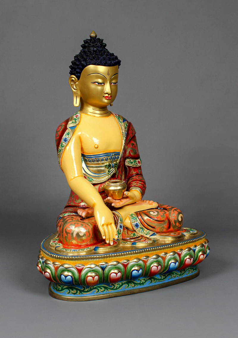 Masterpiece  Gilted Hand Painted  Shakyamuni Buddha Statue 14"