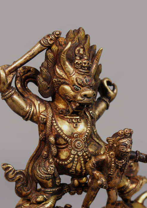 Fully Gold Plated Antique Yamantaka with sword Statue