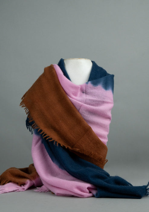 Deep Blue Ombre Felt Pashmina Shawl