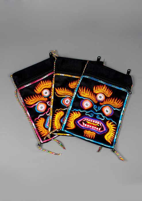 Embroidered Mahakala Travel Pouch Bag