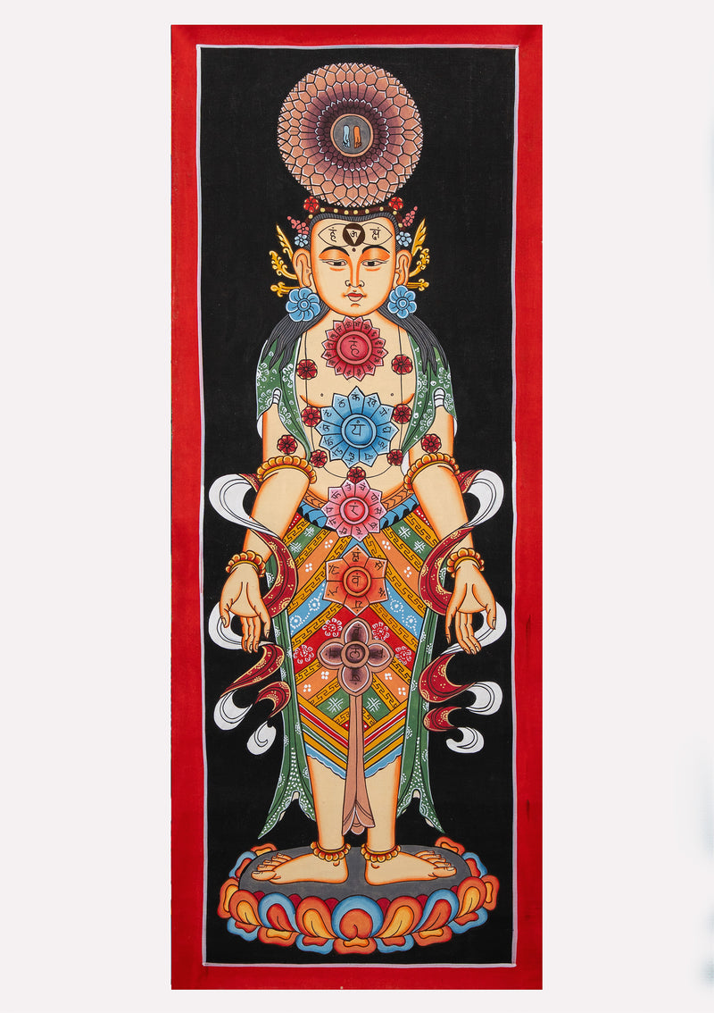 Kundalini Seven Chakra Tibetan Thangka Painting (B)