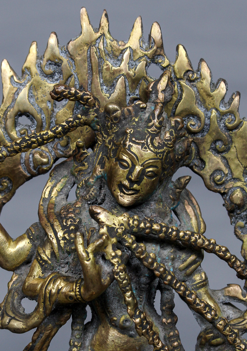 Antique Copper Gilted Kurukulla Statue 8.5" H