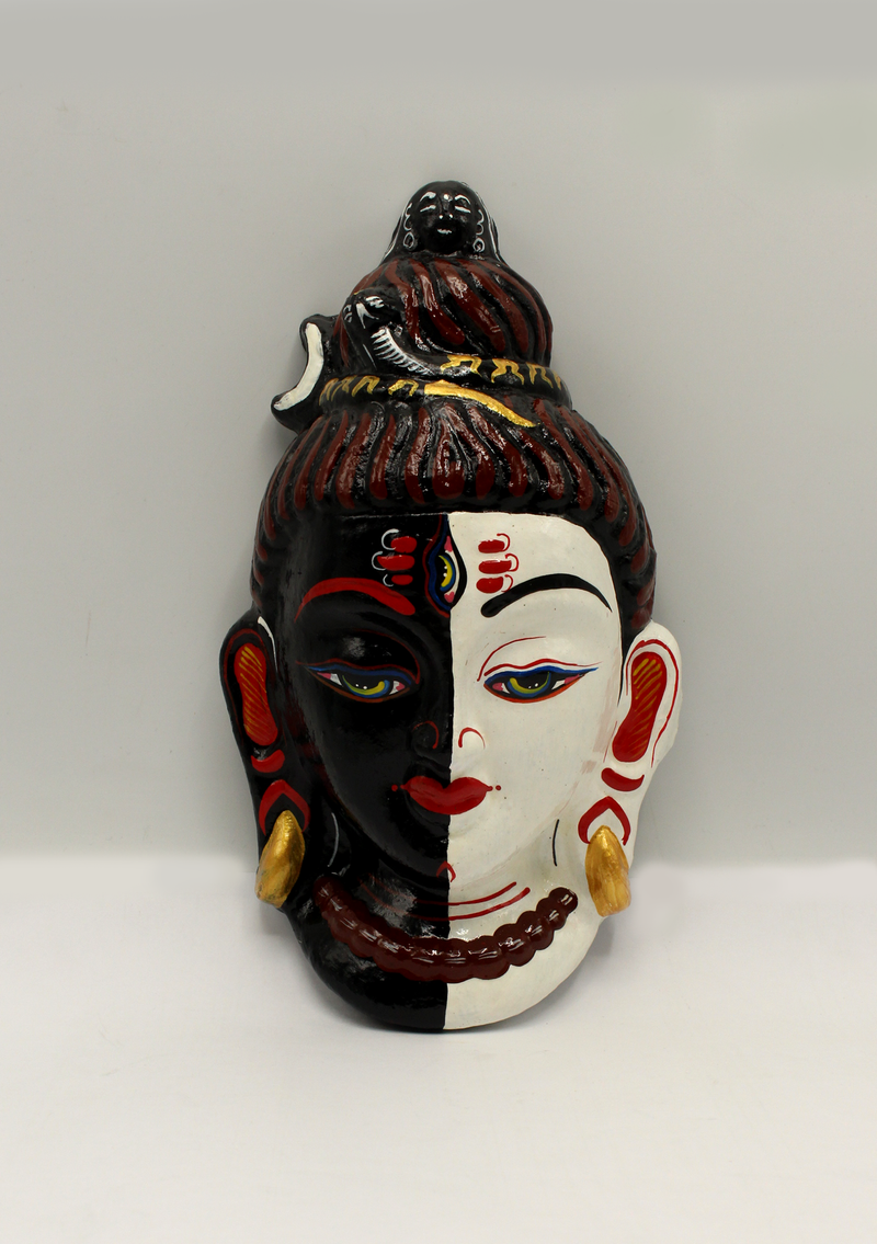 Hand Painted Paper Mache Three Eyed Shiva Wall Hanging Mask