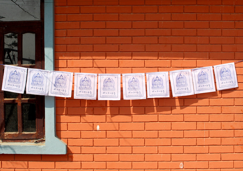 All White Chenrezig Prayer Flags