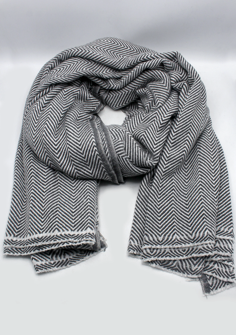 Chevron Patterned 100% Cashmere Blanket