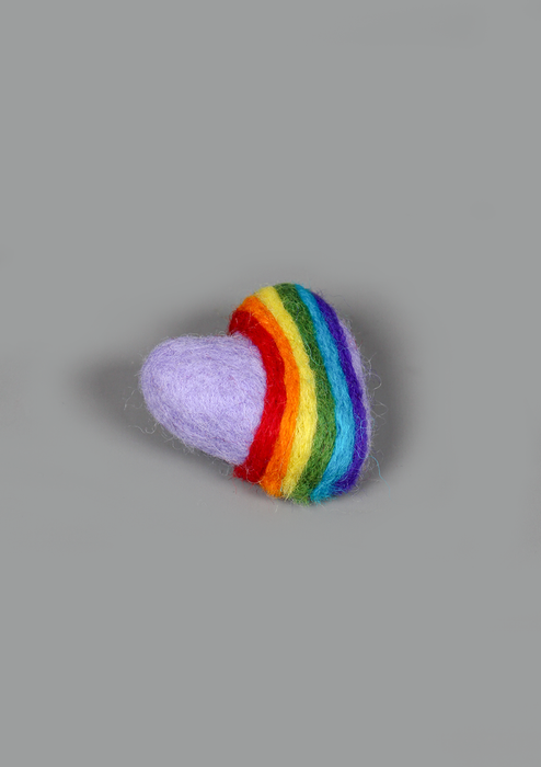 Felt Woolen Heart Shaped Rainbow Brooch