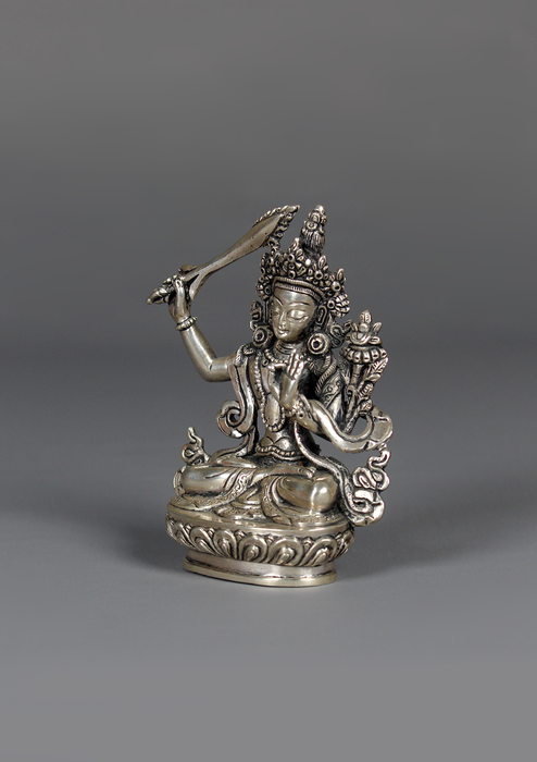 Sterling Silver 925 Manjushree Statue 8.2 cm