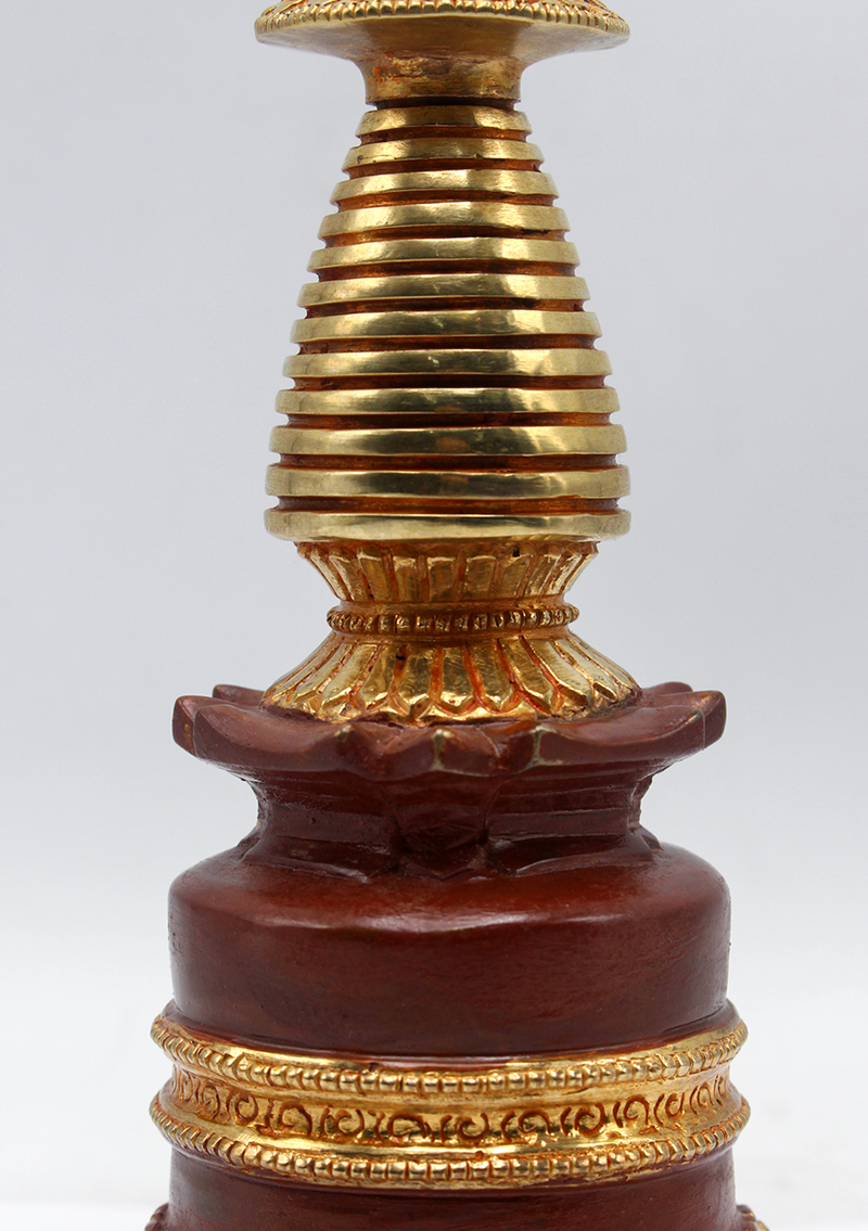 Partly Gold-Plated Stupa 7" H