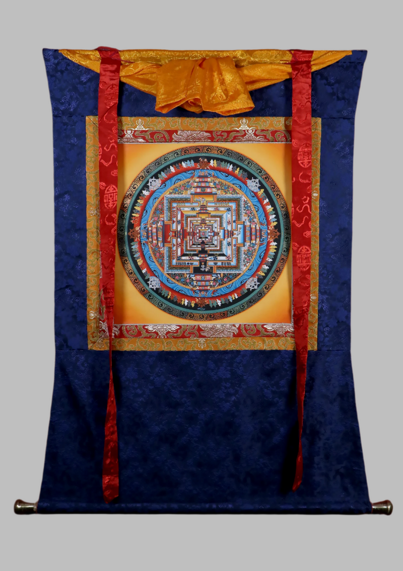 Yellow Mandala Brocade Thangka Painting
