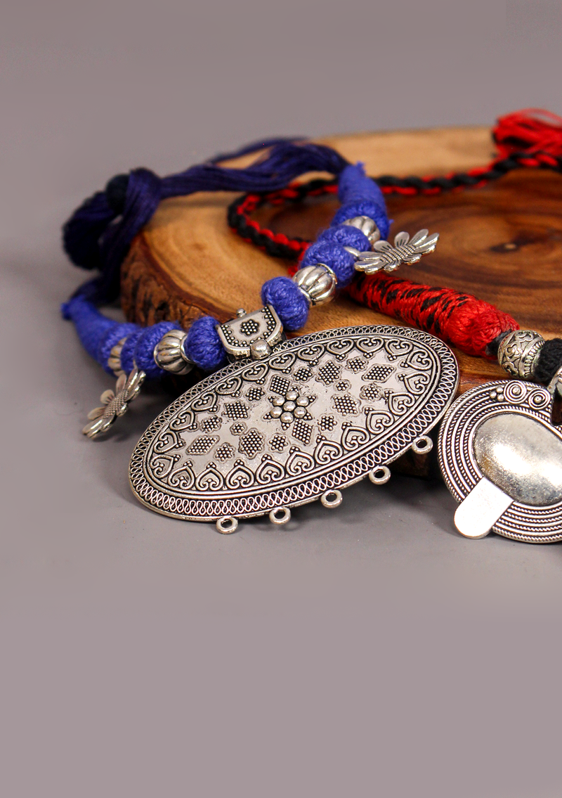 Elegant White Metal Tribal Style Pendant from Nepal