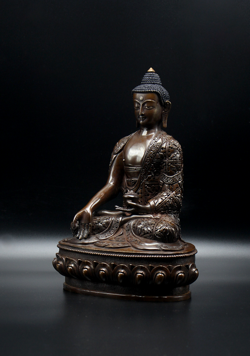 Copper Ratnasambhava Buddha Statue 9"H