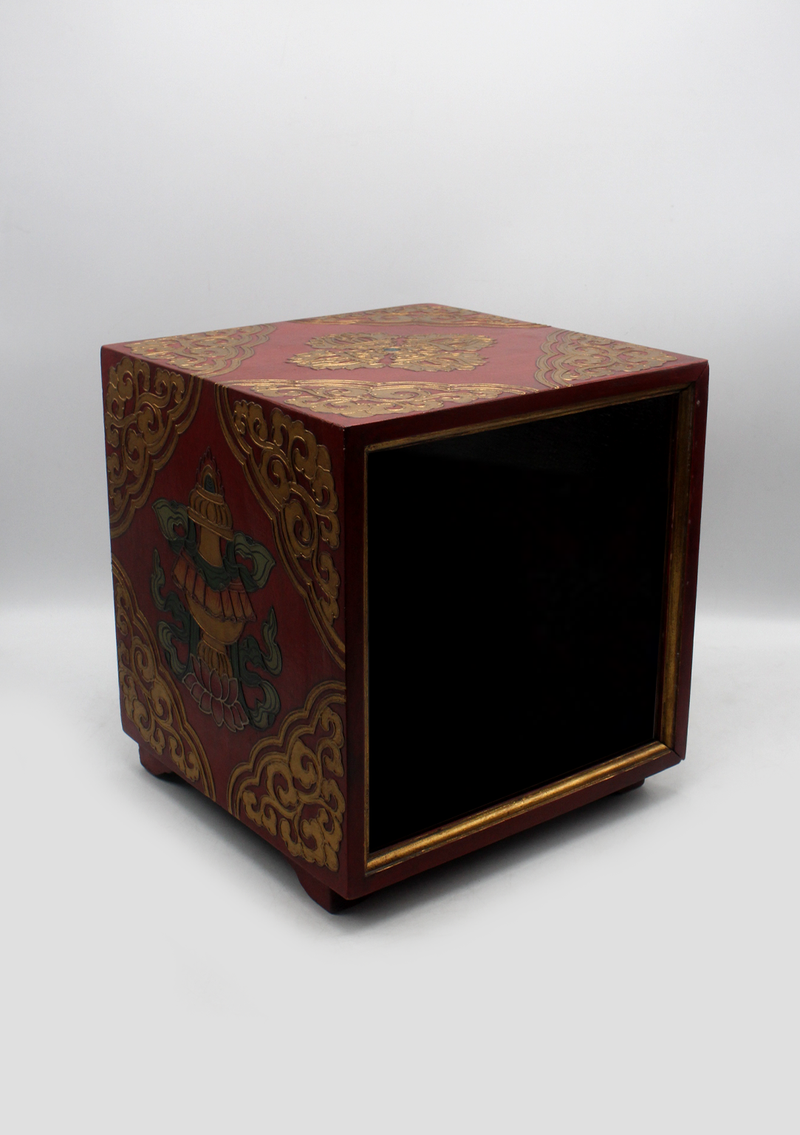 HandCrafted Tibetan Wooden Box for the Ritual Treasure Vase