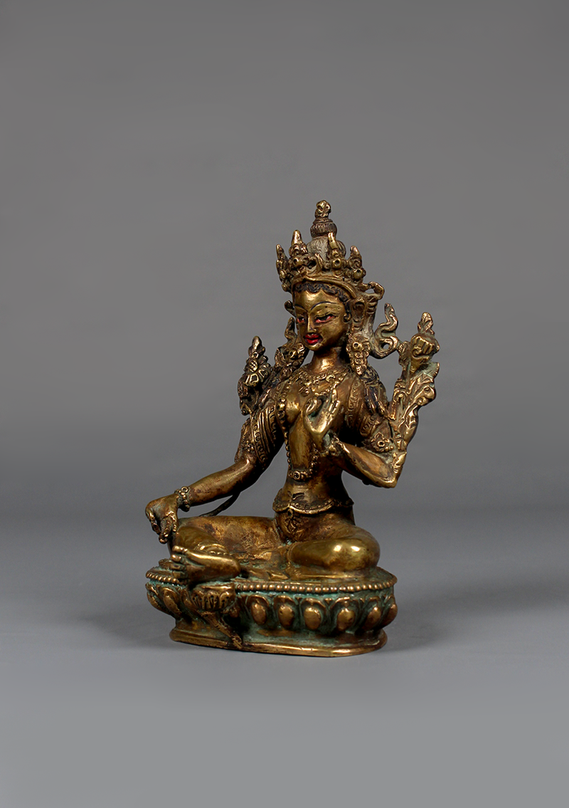 Antique Style Green Tara Statue 5.5"