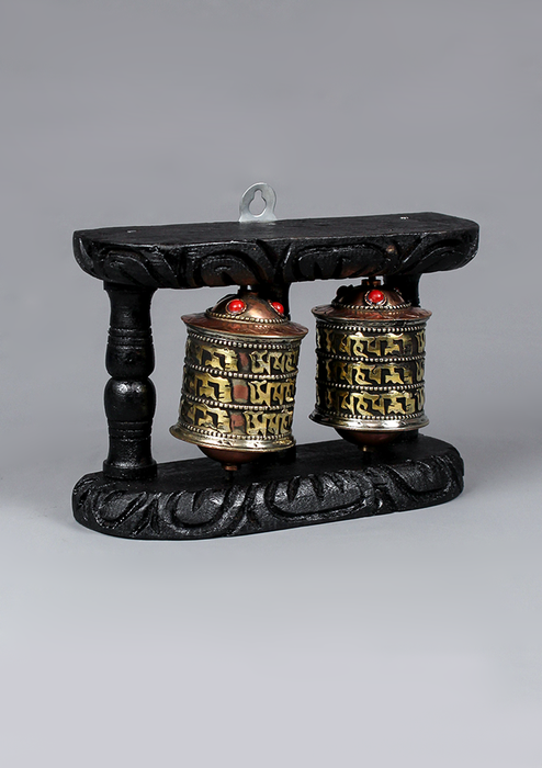 Nepal Souvenirs  OM Mani  Prayer Wheel Wooden Frame  Hanging