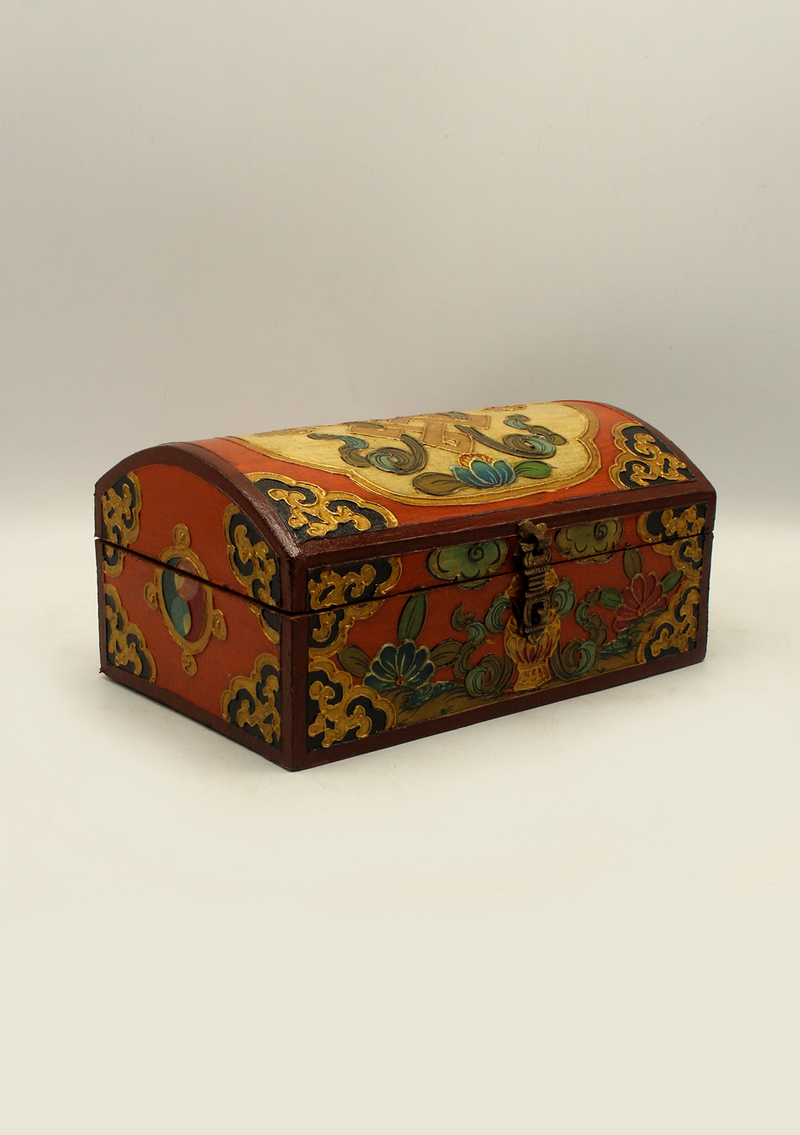 Handpainted Tibetan Wooden Endless Knot Optical Box