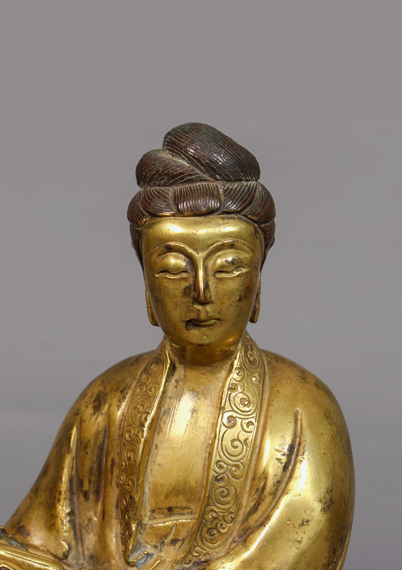 Antique Style Kwan Yin Buddha Statue 7"H