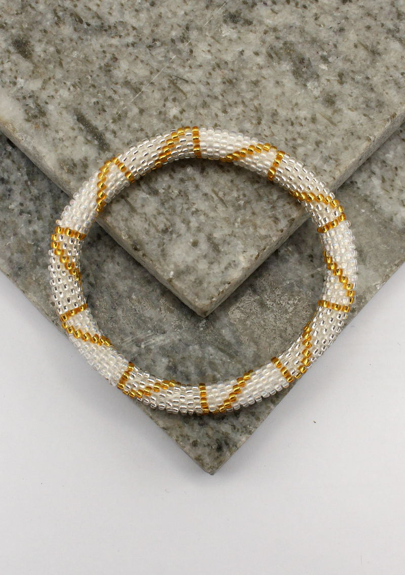 Silver Gold Mexican Snake Roll on Beads Bracelet