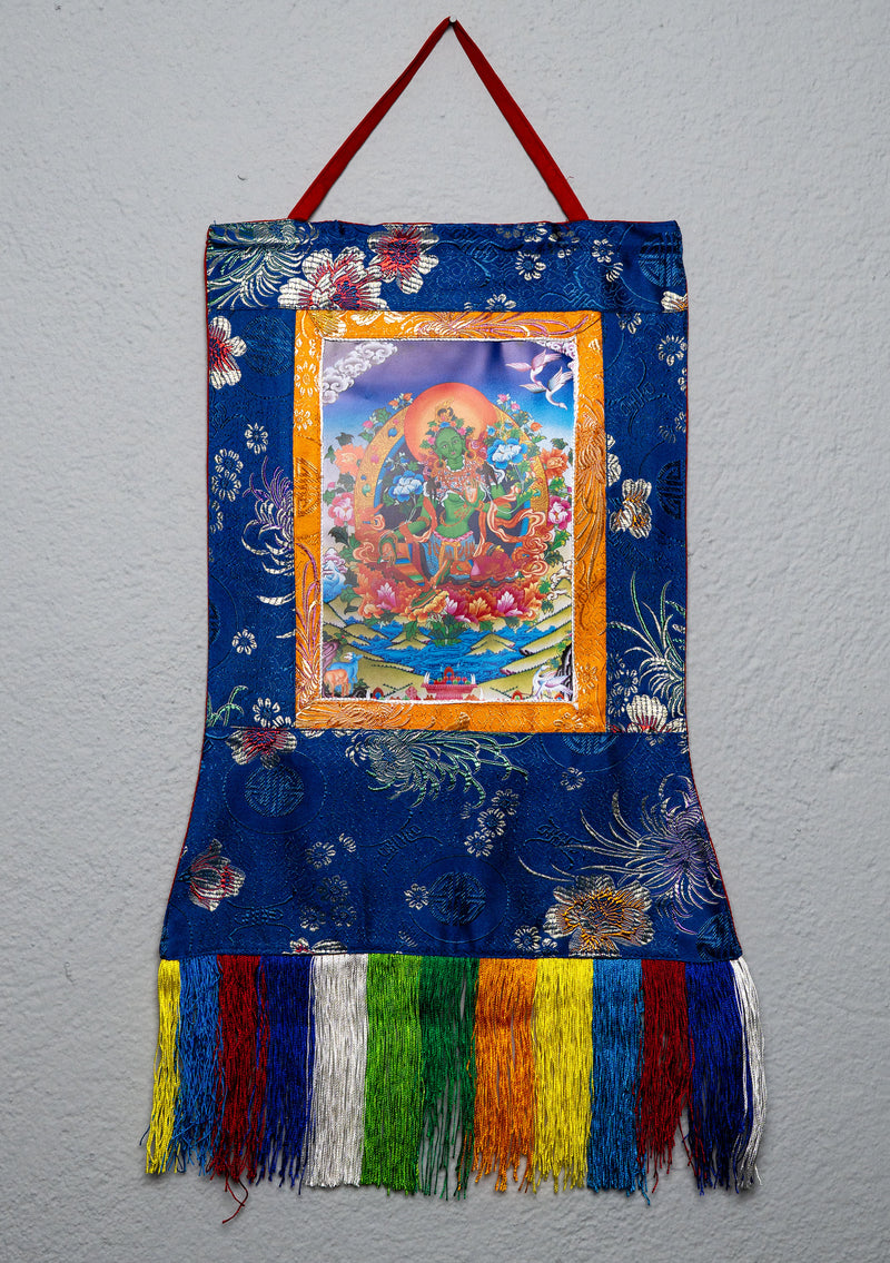 Brocade Framed Buddhist Deity Wall Hanging