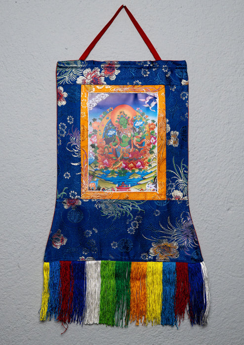 Brocade Framed Buddhist Deity Wall Hanging