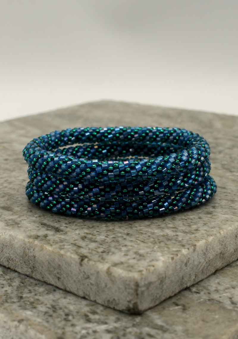 Disco Blue Roll on Beads Bracelet