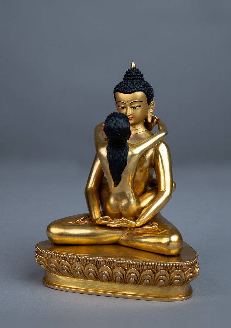 Samantabhadra 24k Gold Gilded Buddha Shakti Statue 9"H