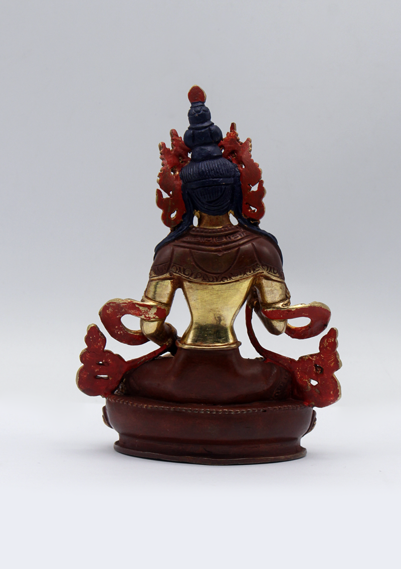 Partly Gold Plated Copper Vajrasattva Statue 5.5"H