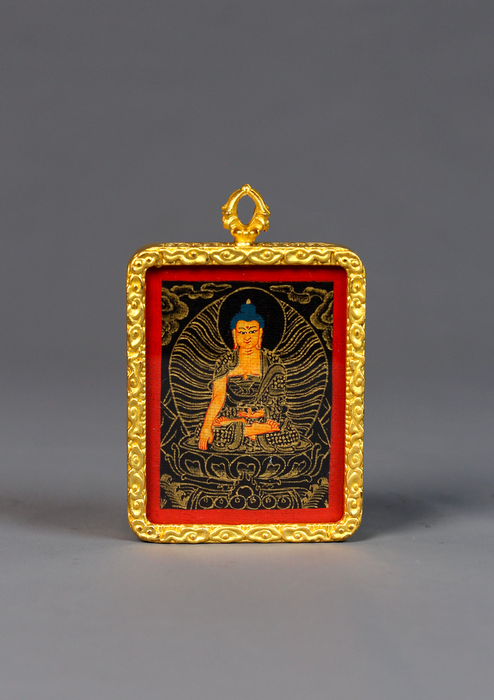 Shakyamuni Buddha Mini Thangka Amulet Pendant