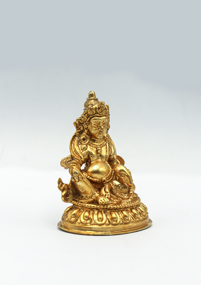 Gold Electroplated Tiny Zambala Statue 2"H
