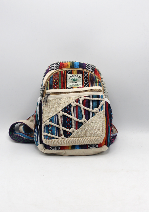 Rainbow  Gheri Mixed Bhutan Design Punte Hemp Bag