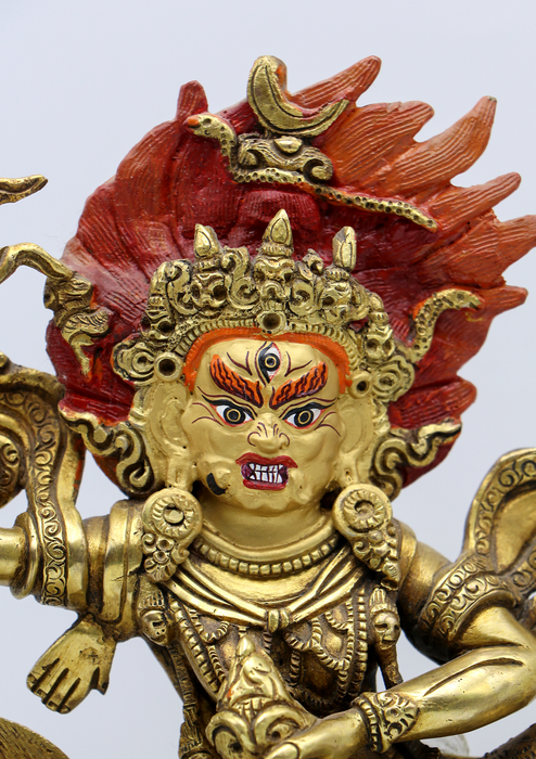 Master arts 24 K Gold  Palden Lhamo  Copper Statue 12"H