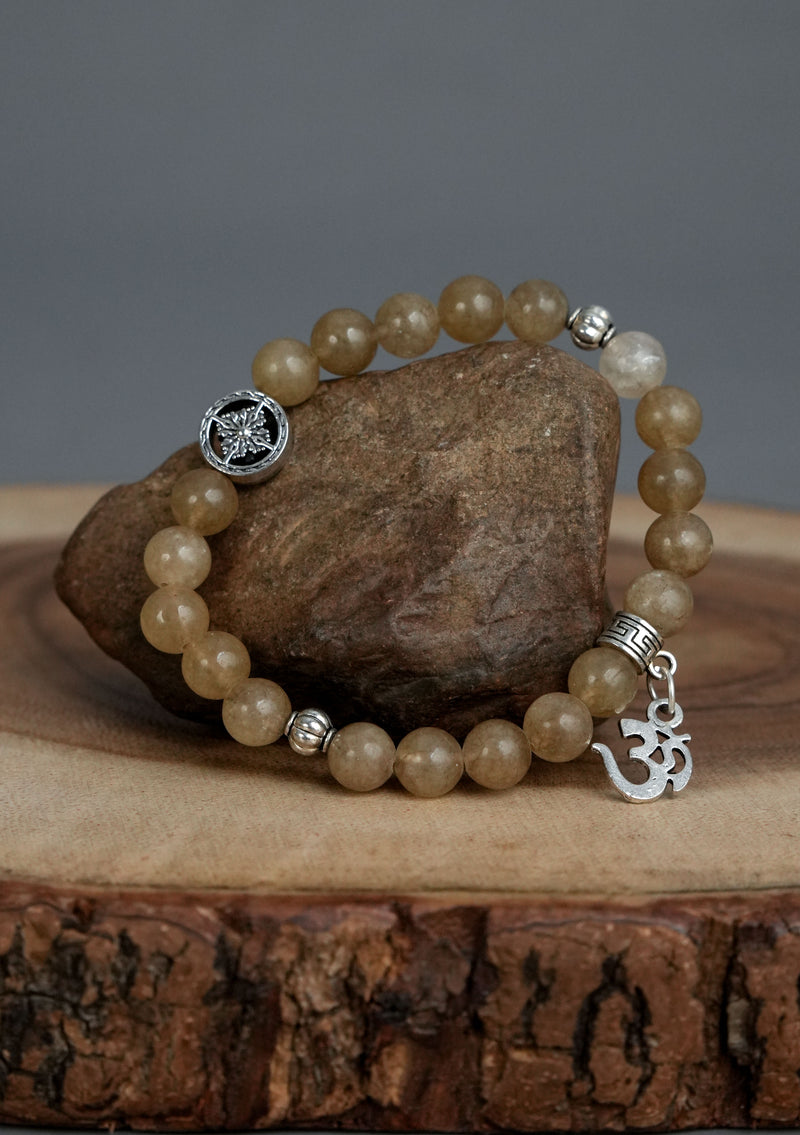 Mixed Stones Wrist Bracelet with Charm