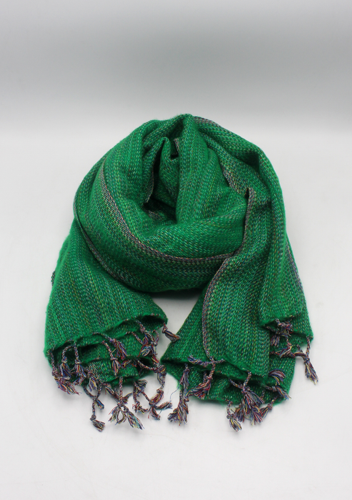 Handmade Soft Green with Red Lining Yak Wool Shawl