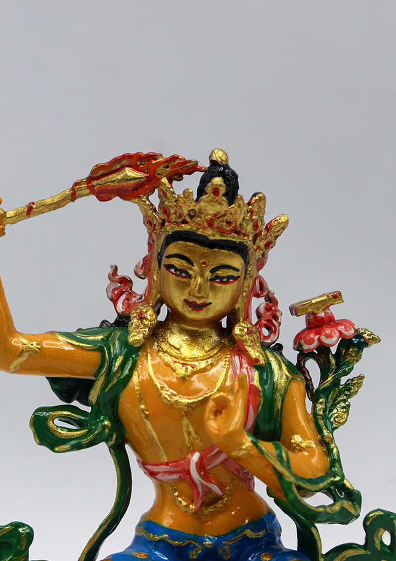 Hand-Painted Manjushri Statue By Menu Shakya